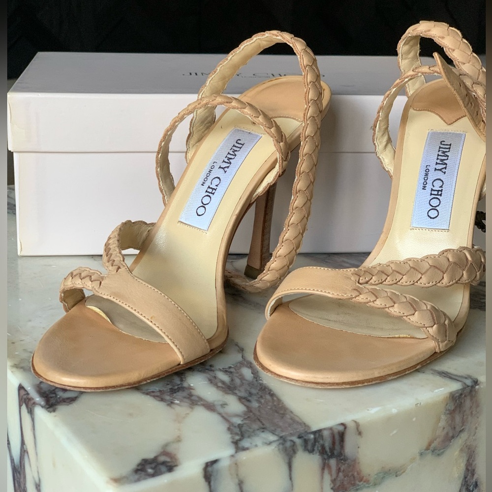 Jimmy Choo Tan Ankle Strap Heels